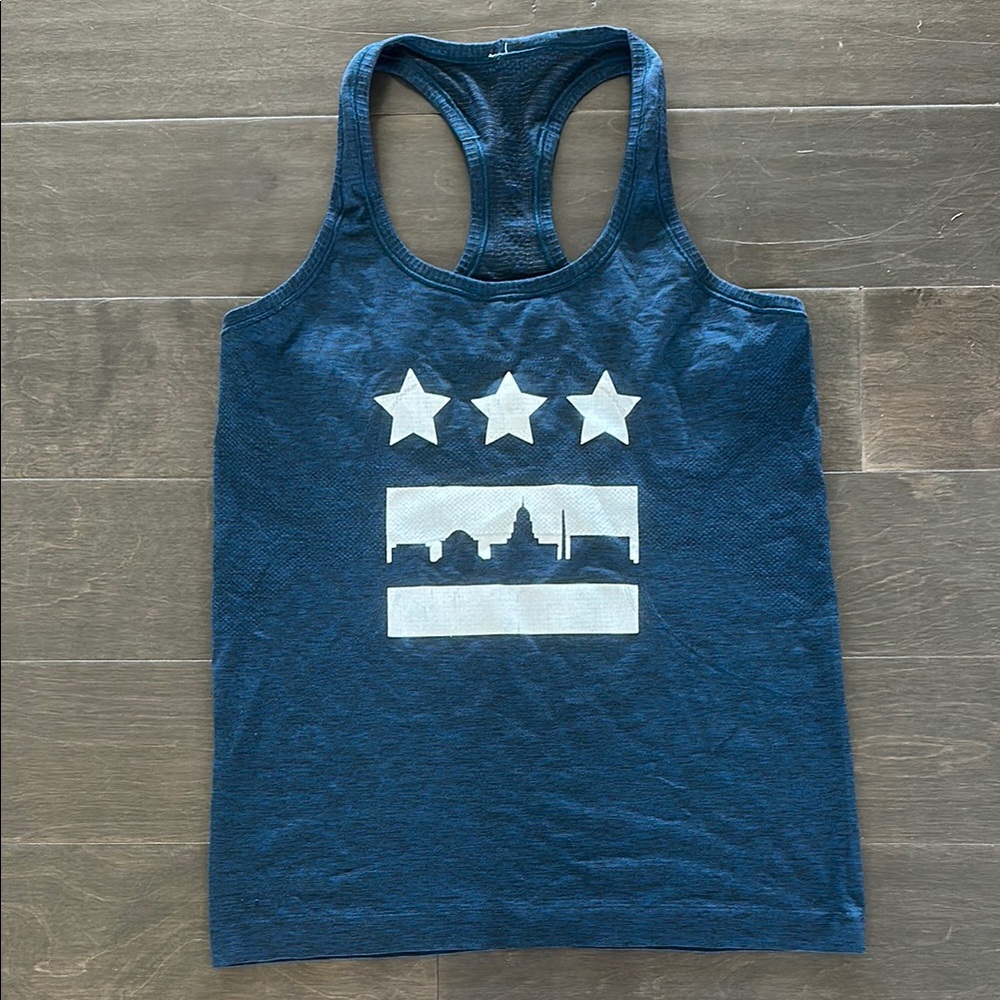 Lululemon Athletica swiftly tank with customer Washington DC print